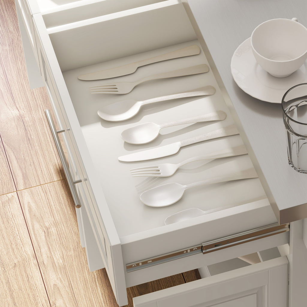 Rolling Kitchen Island with Stainless Steel Top, 2 Drawers, Spice, Knife and Towel Rack and Cabinets, Cream White