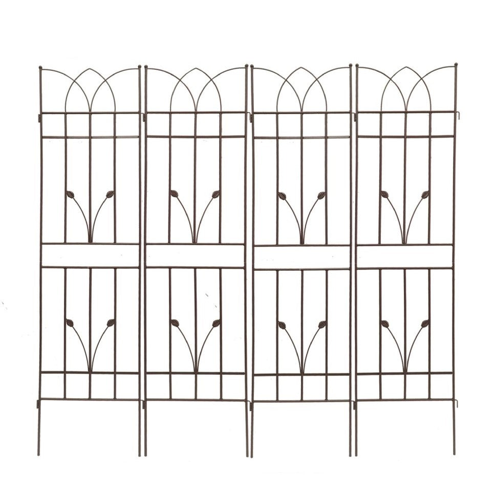 4 Pack Metal Garden Trellis with Rustproof Feature and Sturdy Iron Construction, Climbing Plant Support, Easy Assembly, Black