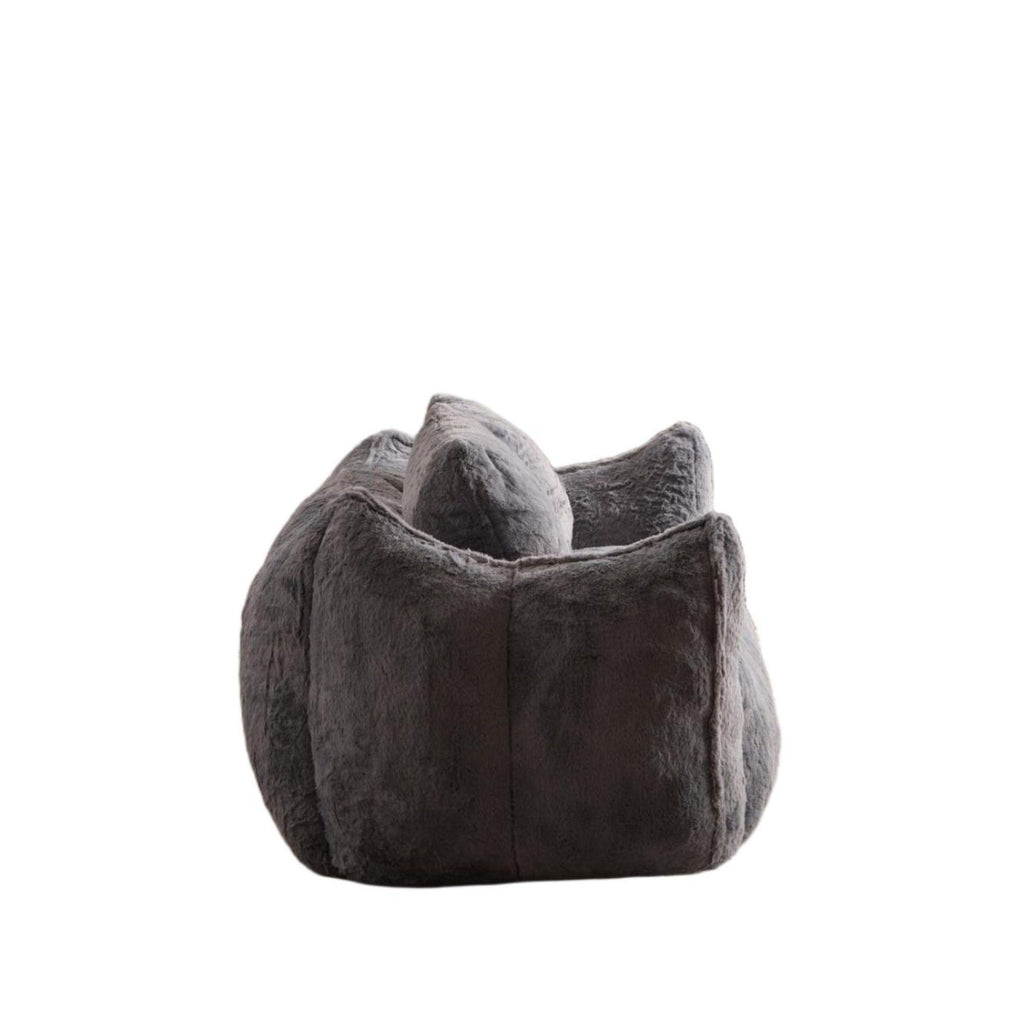 Bean Bag Sofa with High-Density Foam and Faux Fur Fabric, Compressed Sofa Oversized Fluffy Loveseat for Adults, 75" L x 42.5" W x 28.5" H, Grey
