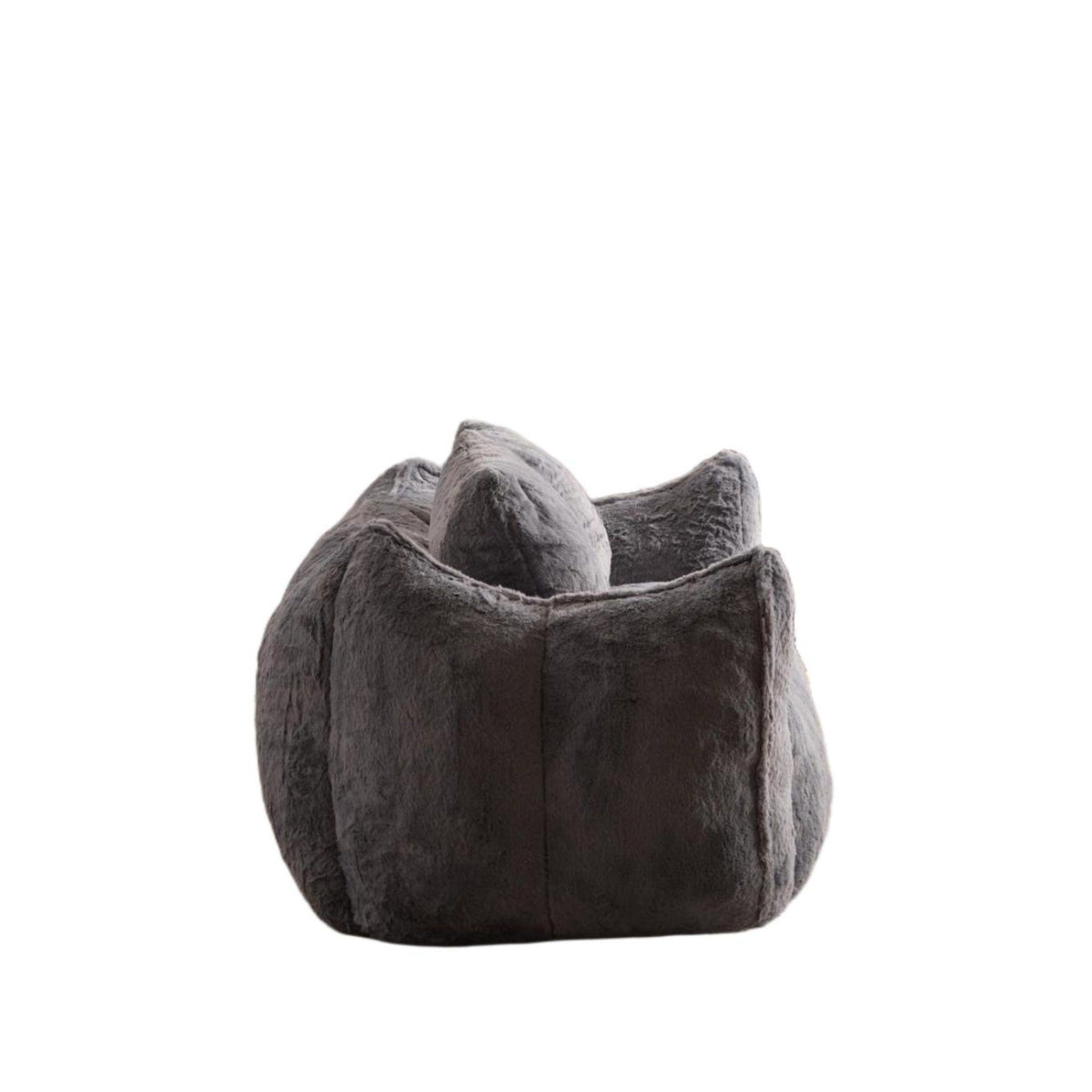 Bean Bag Sofa with High-Density Foam and Faux Fur Fabric, Compressed Sofa Oversized Fluffy Loveseat for Adults, 75" L x 42.5" W x 28.5" H, Grey