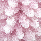 7' Decorated Christmas Tree Snow Flocked Artificial Christmas Tree with Pencil Shape, Realistic Branches, Pink