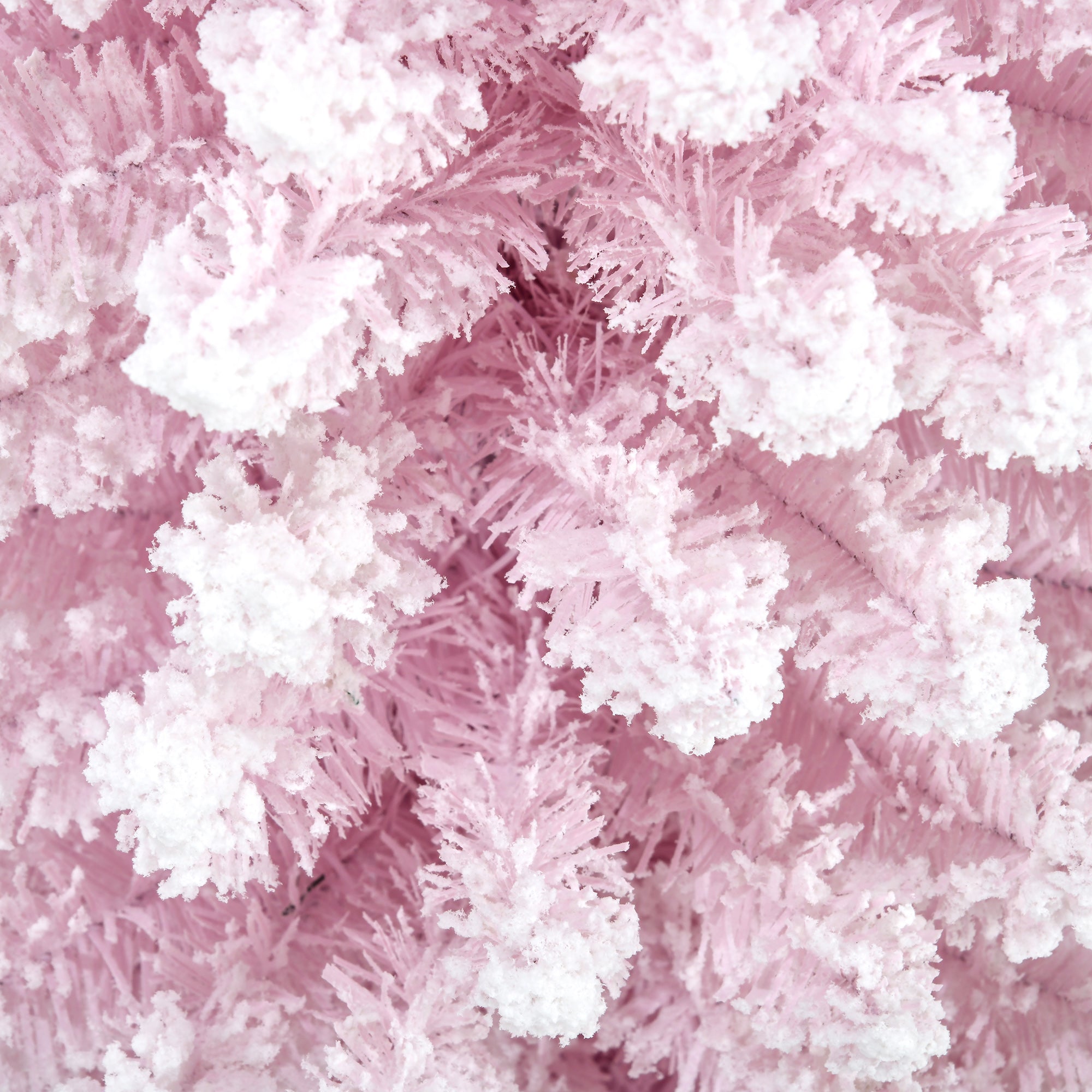 7' Decorated Christmas Tree Snow Flocked Artificial Christmas Tree with Pencil Shape, Realistic Branches, Pink