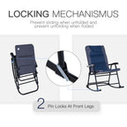 2 Piece Outdoor Patio Furniture Set with 2 Folding Padded Rocking Chairs, Bistro Style for Porch, Camping, Balcony, Navy Blue