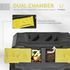 Tumbling Compost Bin Outdoor 360° Dual Chamber Rotating Composter 43 Gallon, Yellow