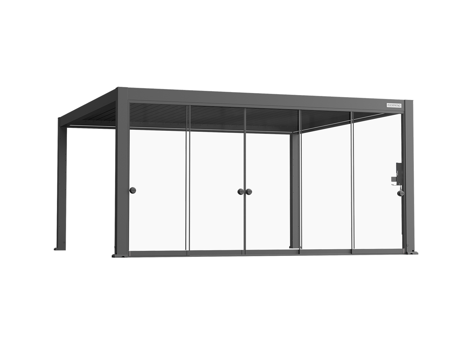 Glass Doors for Gen 2 Perogla - 10mm Tempered Glass, 16' Side, Gray, 100% Aluminum Rail System