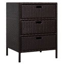 Patio PE Rattan Storage Cabinet, Wicker Pool Cabinet Organizer, Outdoor Towel Rack for Pool with 3 Drawers, Brown