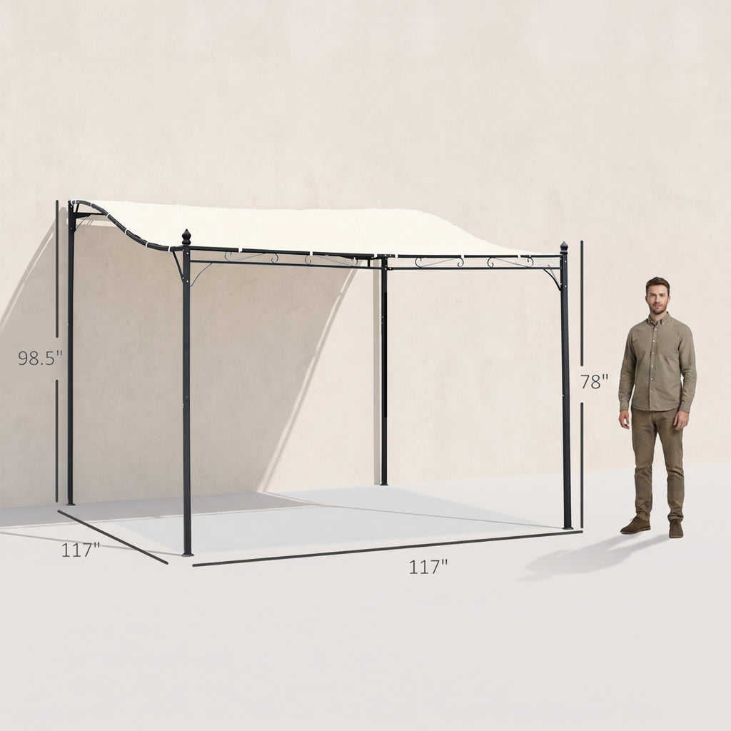 10' x 10' Steel Outdoor Pergola Gazebo, Patio Canopy with Weather-Resistant Fabric and Drainage Holes for Backyard, Deck, Garden, Cream White