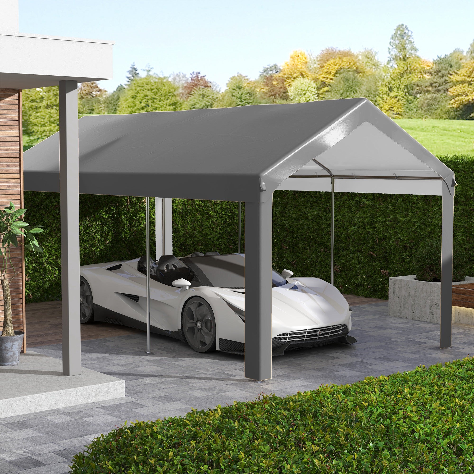 10 x 20ft Carport Roof, UV Resistant Canopy Replacement, Fits 84C-378V00 and 84C-206 Series, Dark Gray