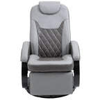 Faux Leather Manual Recliner, Adjustable Swivel Lounge Chair, Armchair with Footrest and Round Base for Living Room, Gray