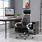 Ergonomic High Back Mesh Office Chair Swivel Reclining Computer Desk Chair with Retractable Footrest, Headrest, Padded Armrest