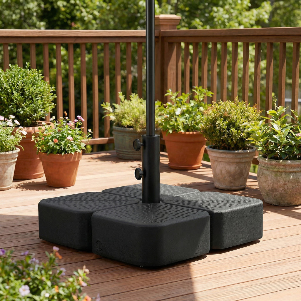 Patio Umbrella Base with Wheels Outdoor Umbrella Stand Holder for 1.5"/1.9" Poles Black