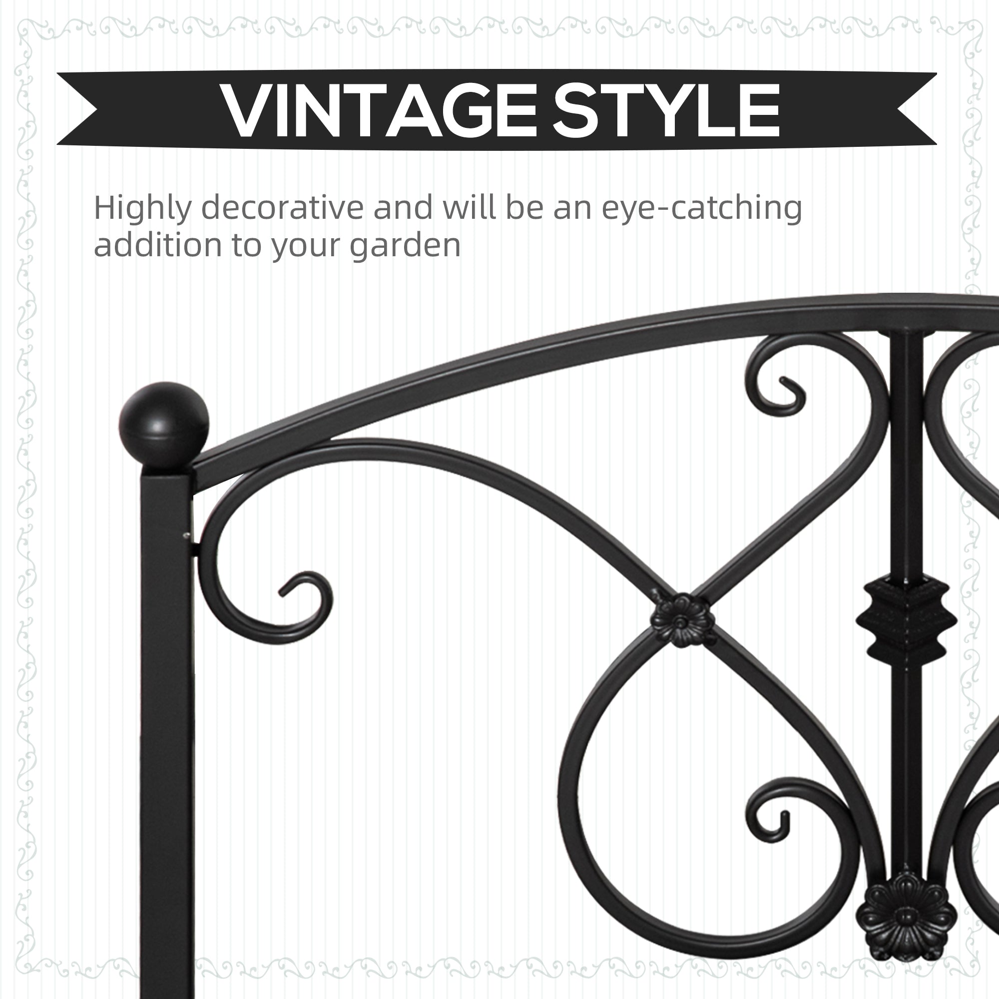 Garden Bridge 3.3FT, Decorative Classic Backyard Pond Bridge with Safety Railings Black