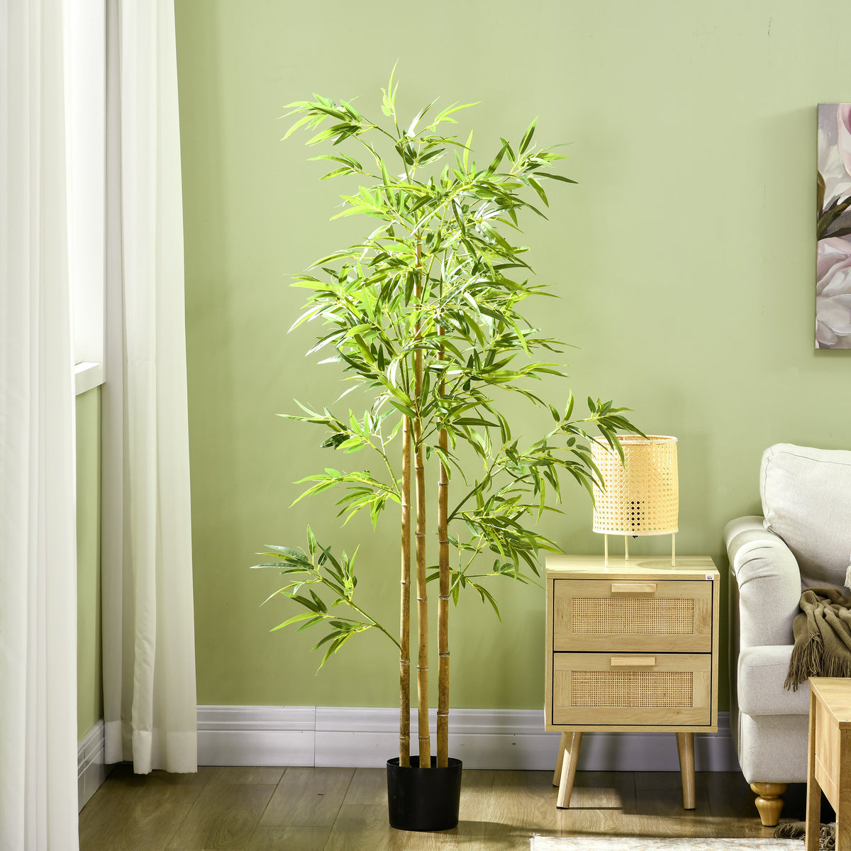 6ft Artificial Tree, Indoor Fake Bamboo with Pot, for Home Office Living Room Decor
