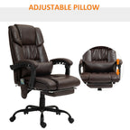 Massage Office Chair with 6 Vibrating Points, High Back Reclining Office Chair with Footrest and Remote, Brown