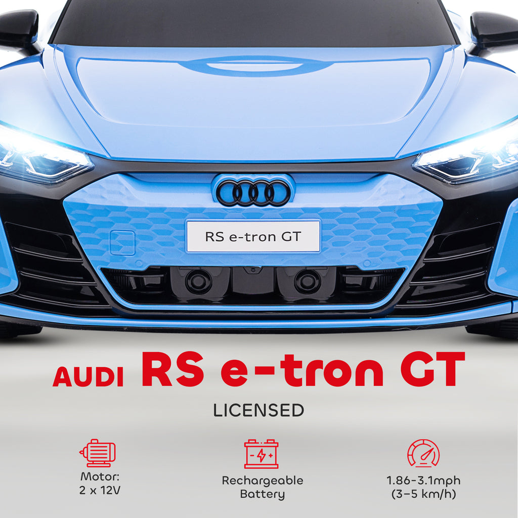 Electric Car for Kids, 12V Licensed RS E-tron GT 3.1 MPH Kids Ride on Car, Ride-on Toy with Remote Control, 4 Suspension Wheels, Horn, Music, Lights, for Boys and Girls, Blue