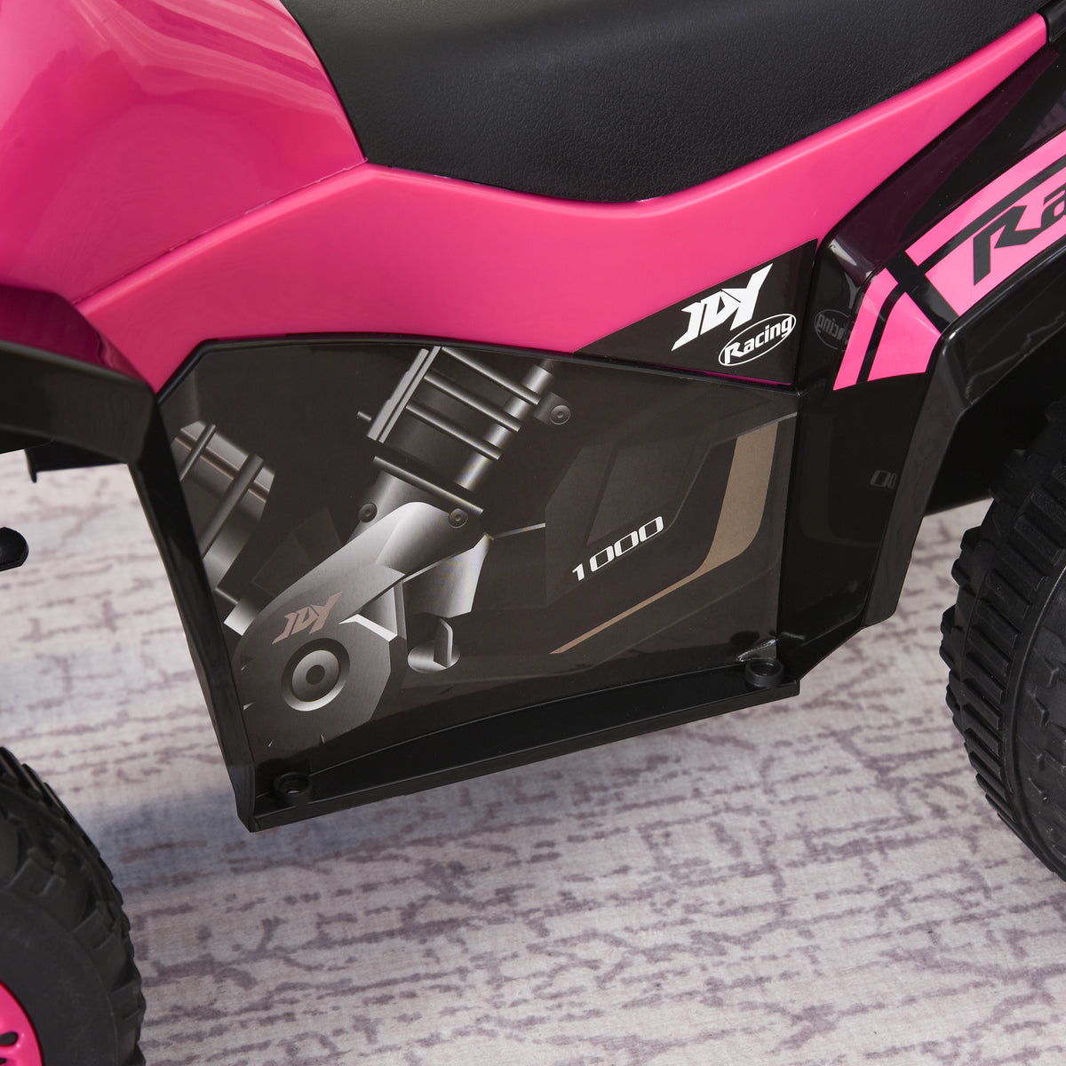 NO Power Kids Ride On Push Car, Ride Racer, Foot-to-floor Sliding Car, Walking ATV Toy with Music, Lights, for 1.5-3 Years Old, Pink
