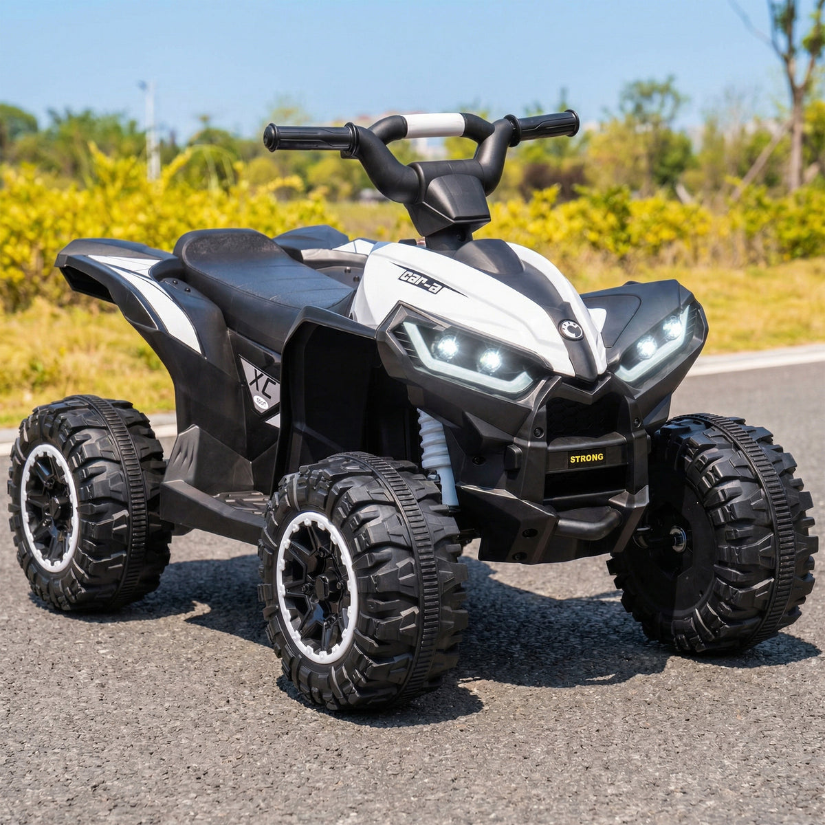 Kids ATV 4 Wheeler, 12V Kids Ride On Toy with Dual Motors, High & Low Speed, Music, Headlights, Up to 3.7 MPH, White