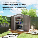 7' x 4' Outdoor Storage Shed, Garden Tool Metal Shed with Foundation Kit, Double Lockable Door, Air Vents and Sloping Roof, for Backyard, Patio, Lawn, Gray