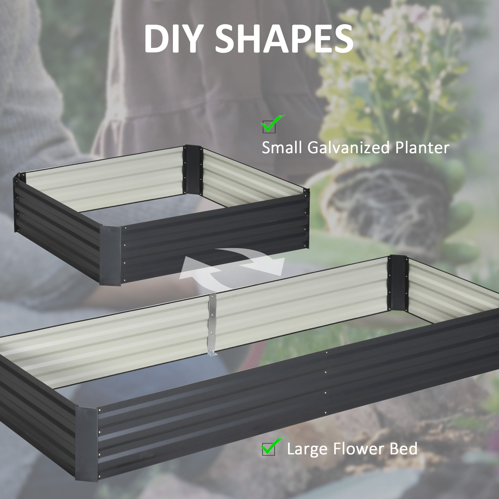 95" x 36" x 12" Galvanized Raised Garden Bed, Easy DIY and Cleaning for Growing Flowers, Herbs, Succulents, Gray
