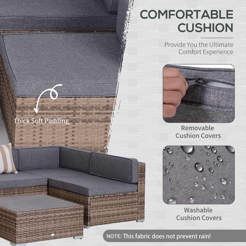 Modern Rattan Patio Furniture Set, 7-Piece Outdoor Wicker Sofa Set with Cushions for Home & Family Gatherings, Gray