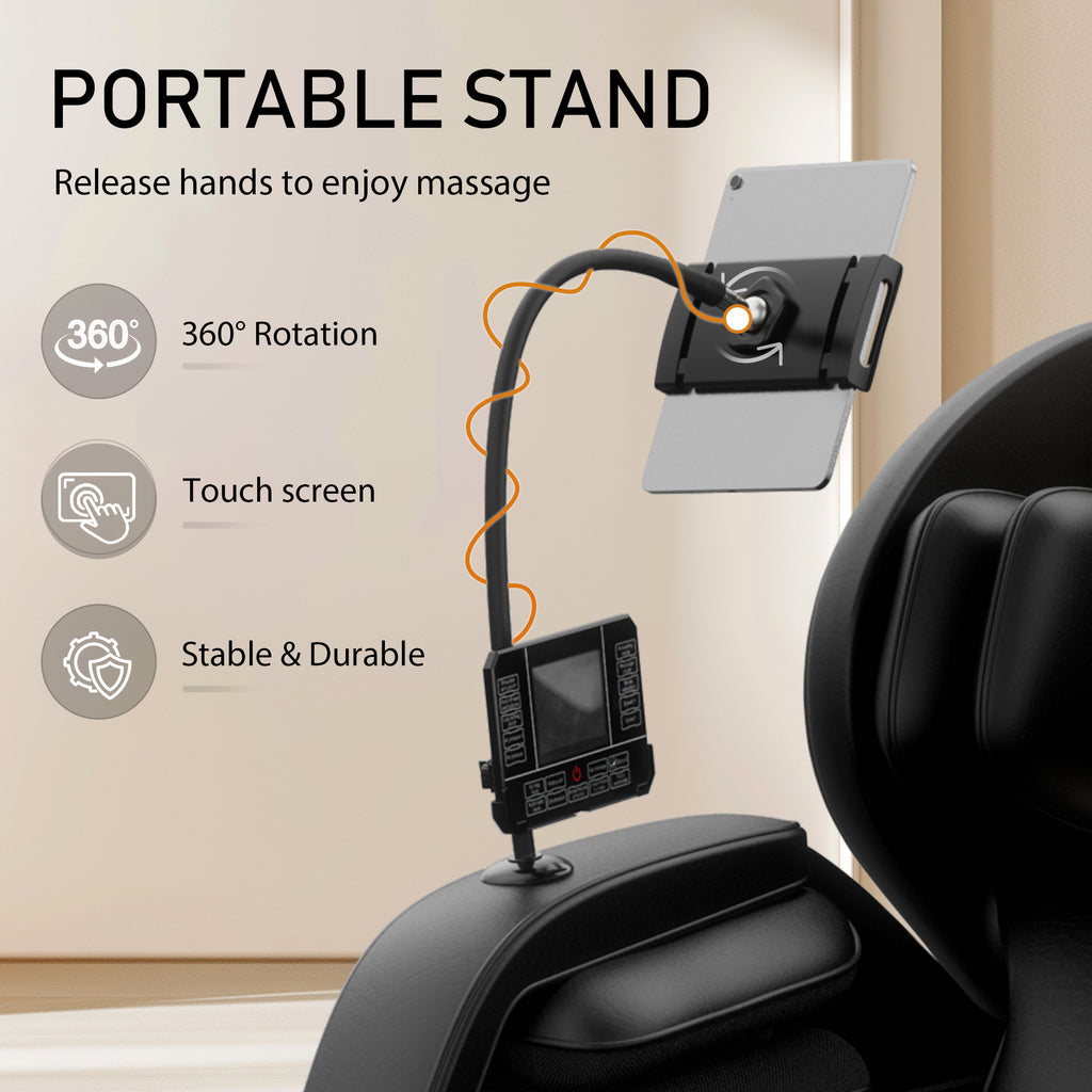 Zero Gravity Massage Recliner with Heating Functions, Full Body Air Pressure, Bluetooth Audio, Adjustable Footrest, 51.5" L x 28" W x 39" H, Black