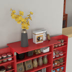 Kitchen Sideboard Cabinet, Large Kitchen Storage Cabinet w/ Double Doors & 5-tier Shelving for Home, Dining Room, Red