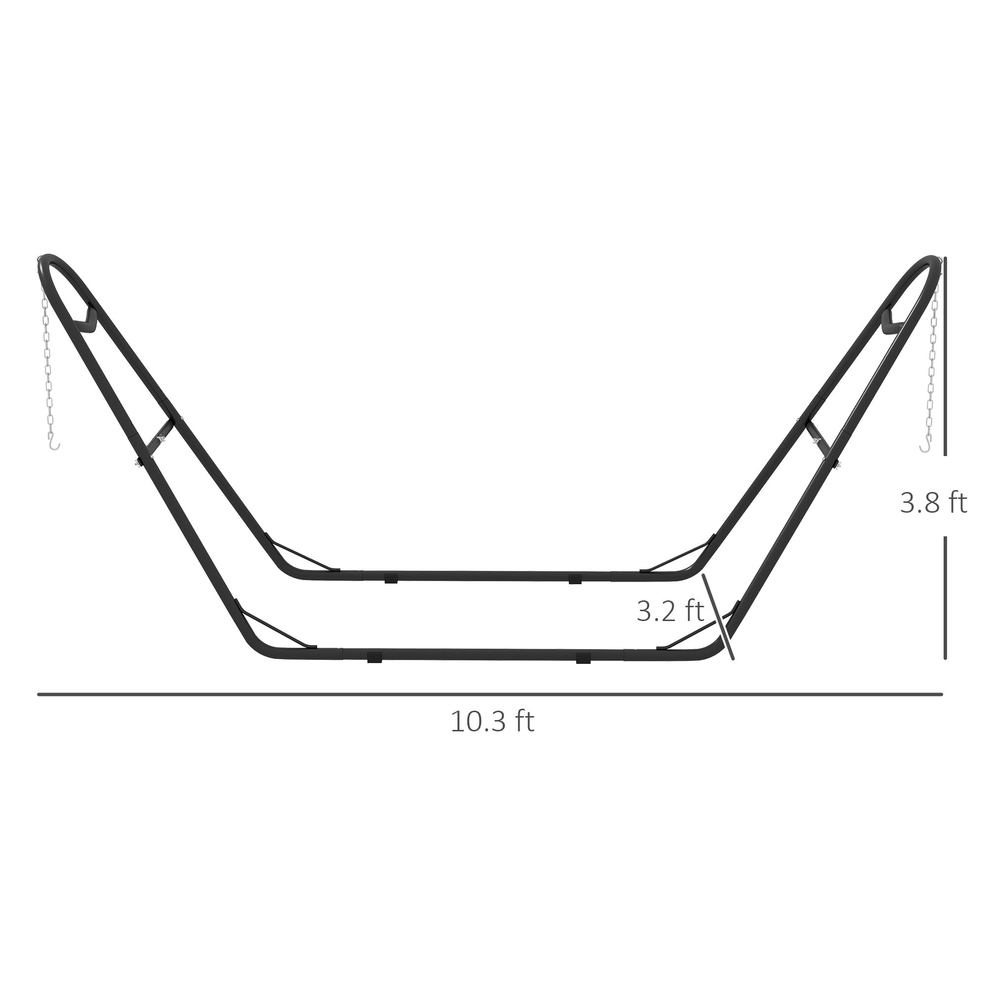 Hammock Stand, Portable Adjustable Steel Frame Hammock Stand, Weather Resistant, 10.3', 550 lbs. Capacity, Black