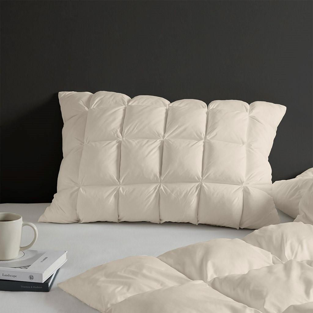 Luxuriously Soft King Overfilled Pillow Protector with Zipper Closure, Jump Tack Quilting, Machine Washable, 36" L x 20" W x 0.13" H, Beige