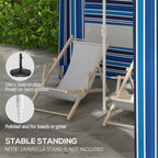 5.8' x 5.8' Cabana Umbrella for Travel, Walls, Vents, Ruffles, Carry Bag, Beach Umbrella, Blue Stripe