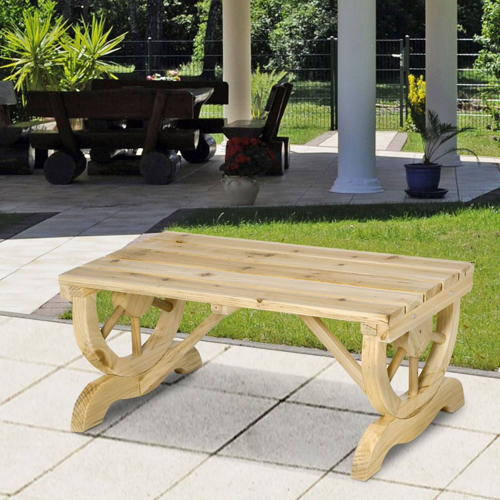 2-Person Garden Bench Outdoor Wagon Wheel Porch Bench for Backyard, Patio, Garden Natural