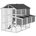 77" Large Chicken Coop for 6-8 Chickens, Outdoor Wooden Hen House Poultry Cage with Run, Nesting Boxes, Waterproof Roof