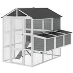 77" Large Chicken Coop for 6-8 Chickens, Outdoor Wooden Hen House Poultry Cage with Run, Nesting Boxes, Waterproof Roof
