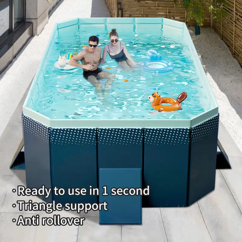 Inflatable PVC Swimming Pool with Easy Storage and Installation, Durable Design, Quick Water Management, 82.5" L x 54" W x 19.5" H, Blue