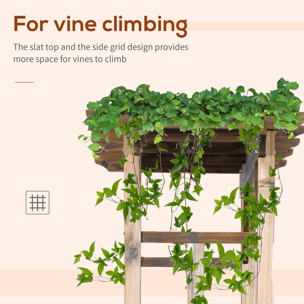 85" Wooden Garden Arbor for Wedding and Ceremony, Outdoor Garden Arch Trellis for Climbing Vines - Carbonized