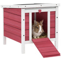 Small Wooden Rabbit Hutch Bunny Cage Guinea Pig Cage Duck House Dog House with Openable & Waterproof Roof, for Rabbits, Chickens, Ducks, Red