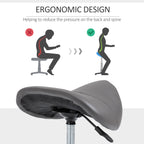 Ergonomic Rolling Saddle Stool PU Leather Hydraulic Spa Stool Height Adjustable Swivel Drafting Salon Chair, Gray