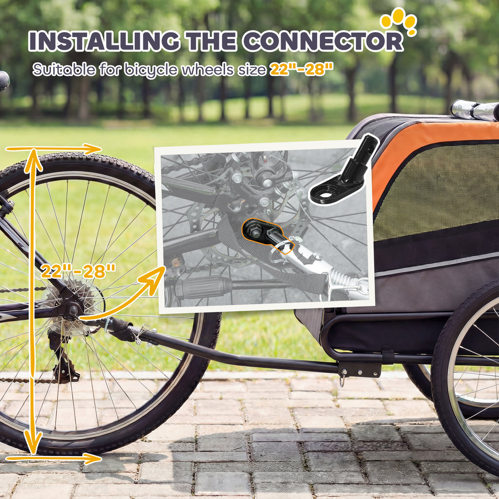 Dog Bike Trailer, Pet Cart Bicycle Carrier with 2 Entrances, Quick Release Wheels, Reflectors, Flag, Safety Leash