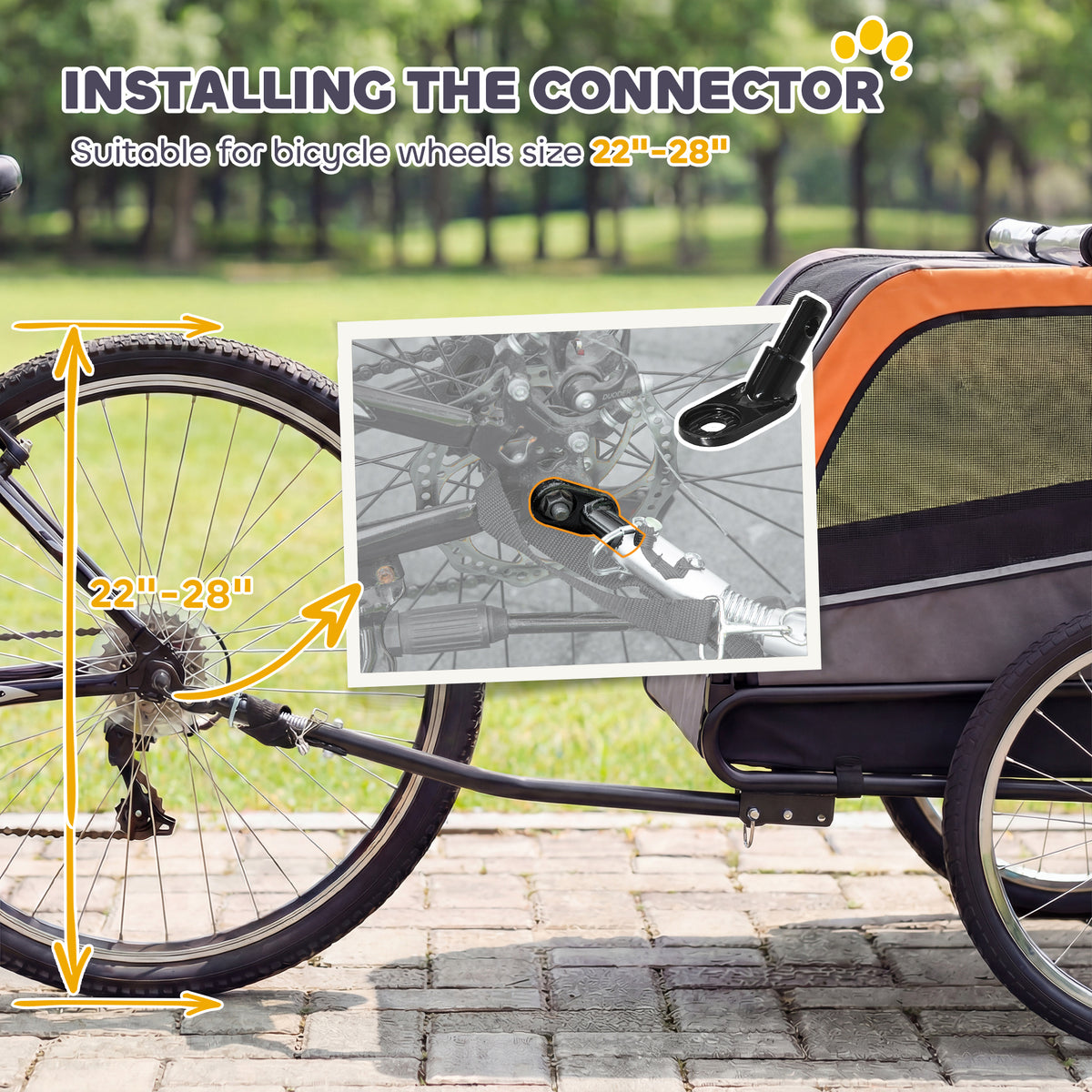 Dog Bike Trailer, Pet Cart Bicycle Carrier with 2 Entrances, Quick Release Wheels, Reflectors, Flag, Safety Leash