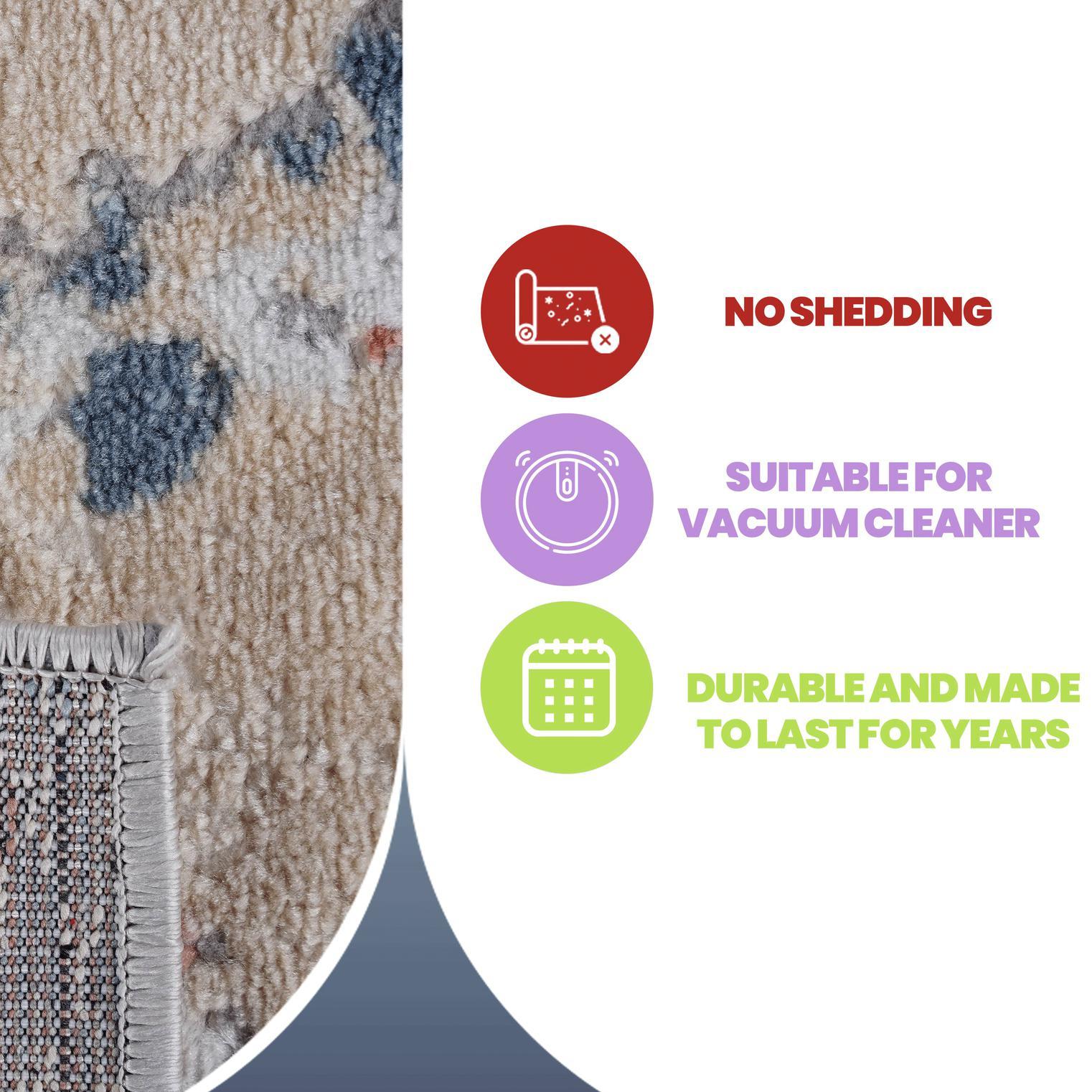 Naar 2x3 Stain-Resistant Area Rug with Non-Shedding Design and Cotton Backing, Kid and Pet-Friendly Carpet, 36" L x 24" W x 0.35" H, Multicolor
