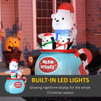5ft Christmas Inflatables Outdoor Decorations Blessed Polar Bear and Penguins in the Cup, Blow-Up LED Yard Christmas Decor for Garden, Lawn, Party, Holiday