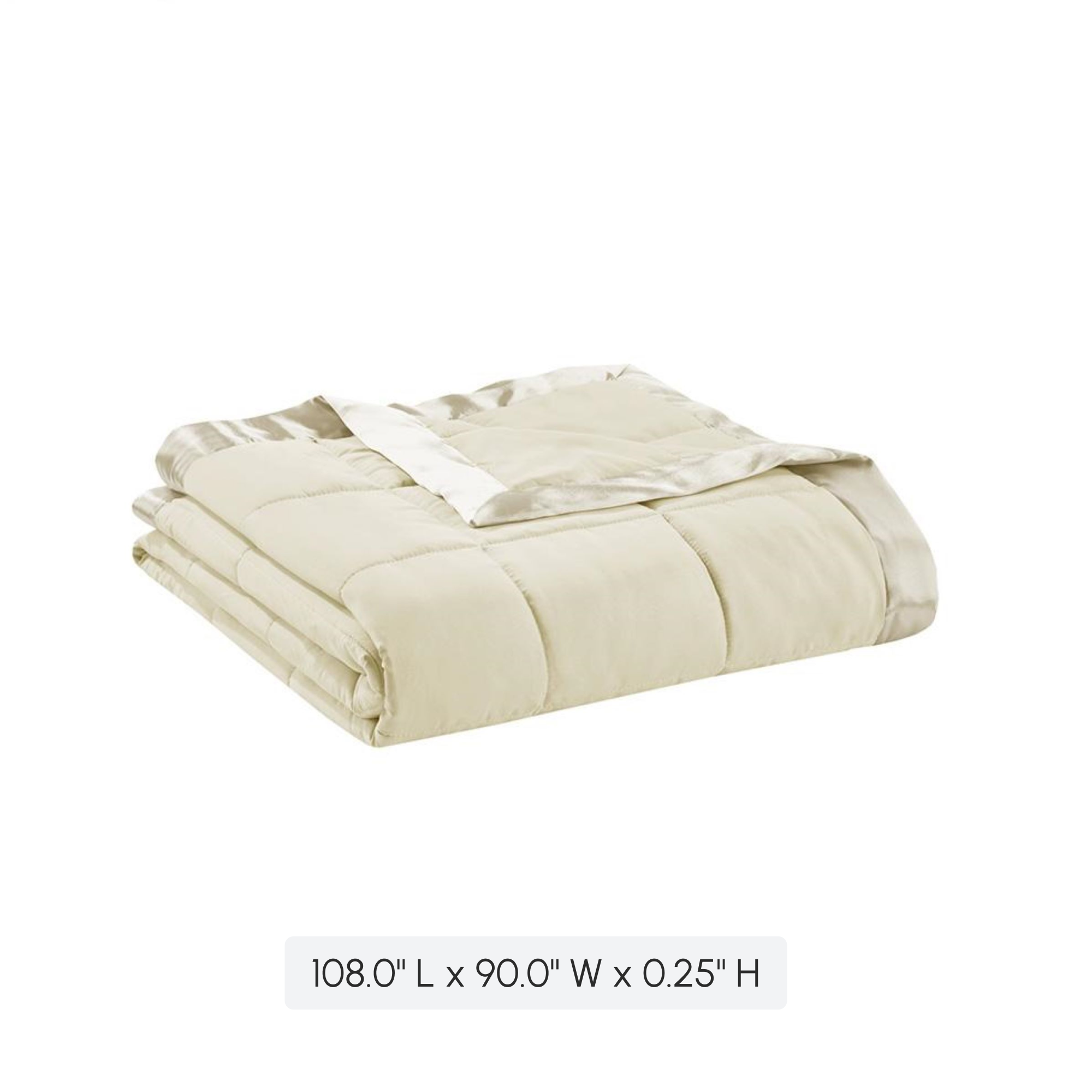 King Size Lightweight Down Alternative Blanket with Satin Trim, 3M Scotchgard Treatment, Machine Washable, 108" L x 90" W x 0.25" H, Cream