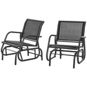2-Piece Outdoor Glider Swing, Rocking Chair Set with Breathable Mesh Fabric, Sturdy Durable Frame, Curved Armrests, Supports Up to 264 lbs., for Backyard, Garden, Porch, Black