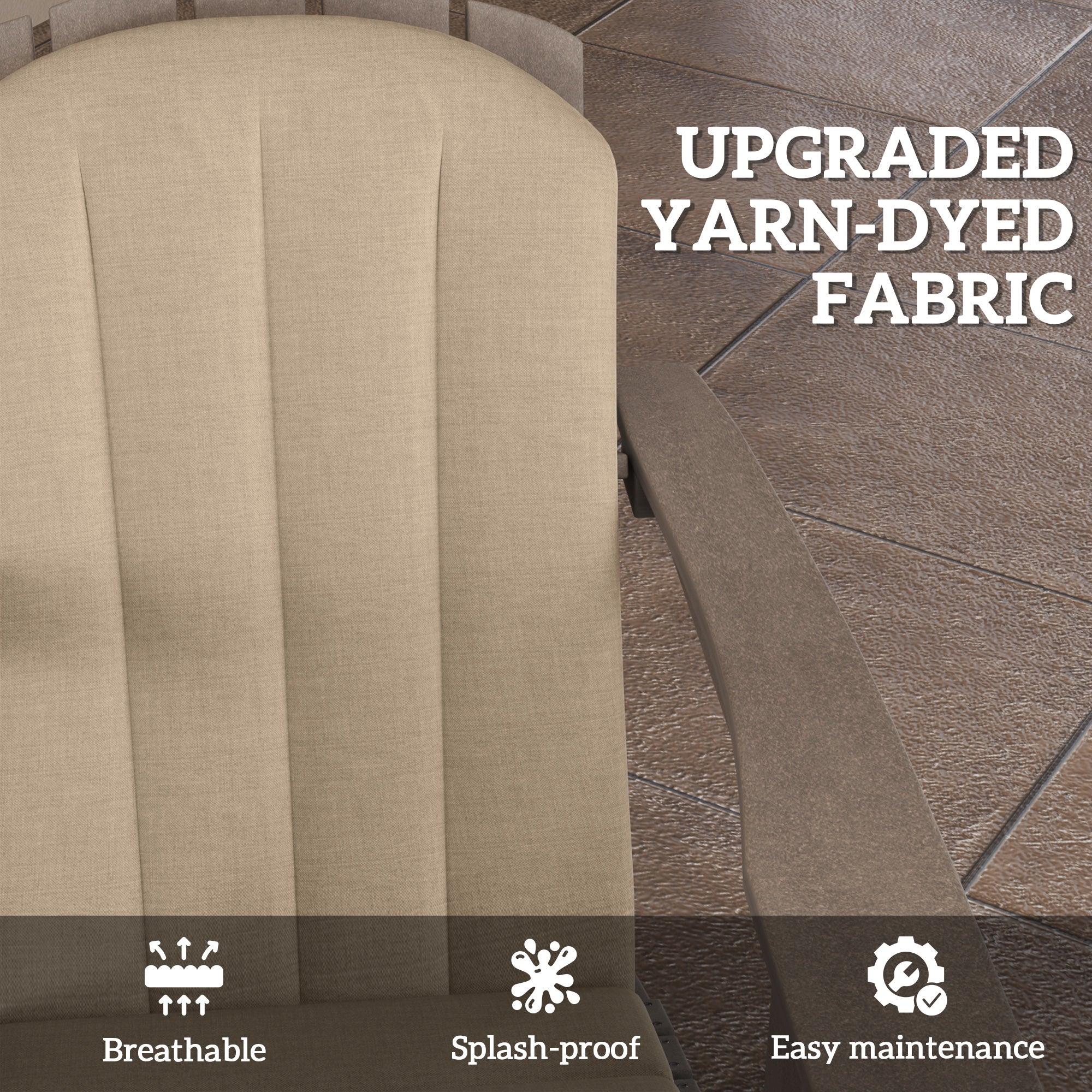 Set of 4 Outdoor Chair Cushions, High Back Adirondack Chair Cushion with Ties, High-Density Foam, Beige