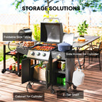 3 Burner Propane Gas Grill with Side Burner Barbecue Grill with Shelves, 9.5 KW Output, 310 Sq. in. Cooking Area