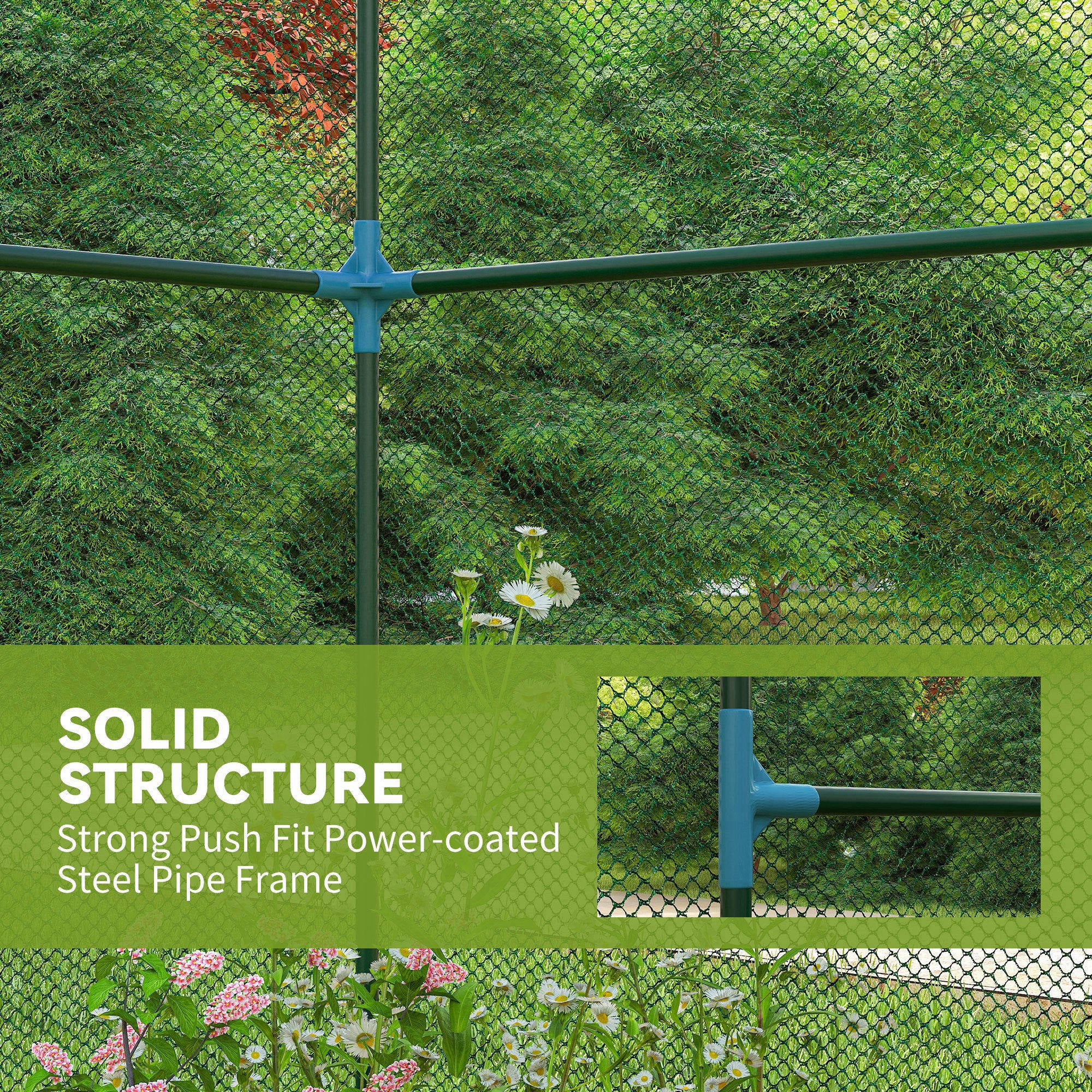 Walk-in Crop Cage, Plant Protectors from Animals with Roll Up Zippered Door, 7.9' x 3.9' x 6.1', Green