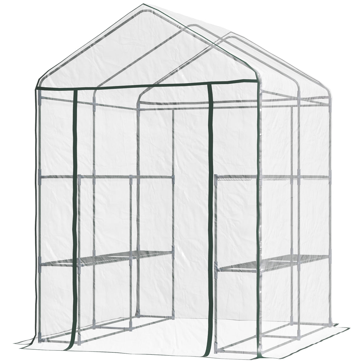 5' x 5' x 6' Mini Walk-in Greenhouse Kit, Portable Green House with 3 Tier Shelves, Roll-Up Door, and Weatherized Plastic Cover for Backyard Garden, Clear