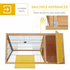 Rabbit Hutch Outdoor, Wooden Chicken Coop with Run, Outdoor Small Animal Cage for Rabbit, Small Duck and Chicken, Brown