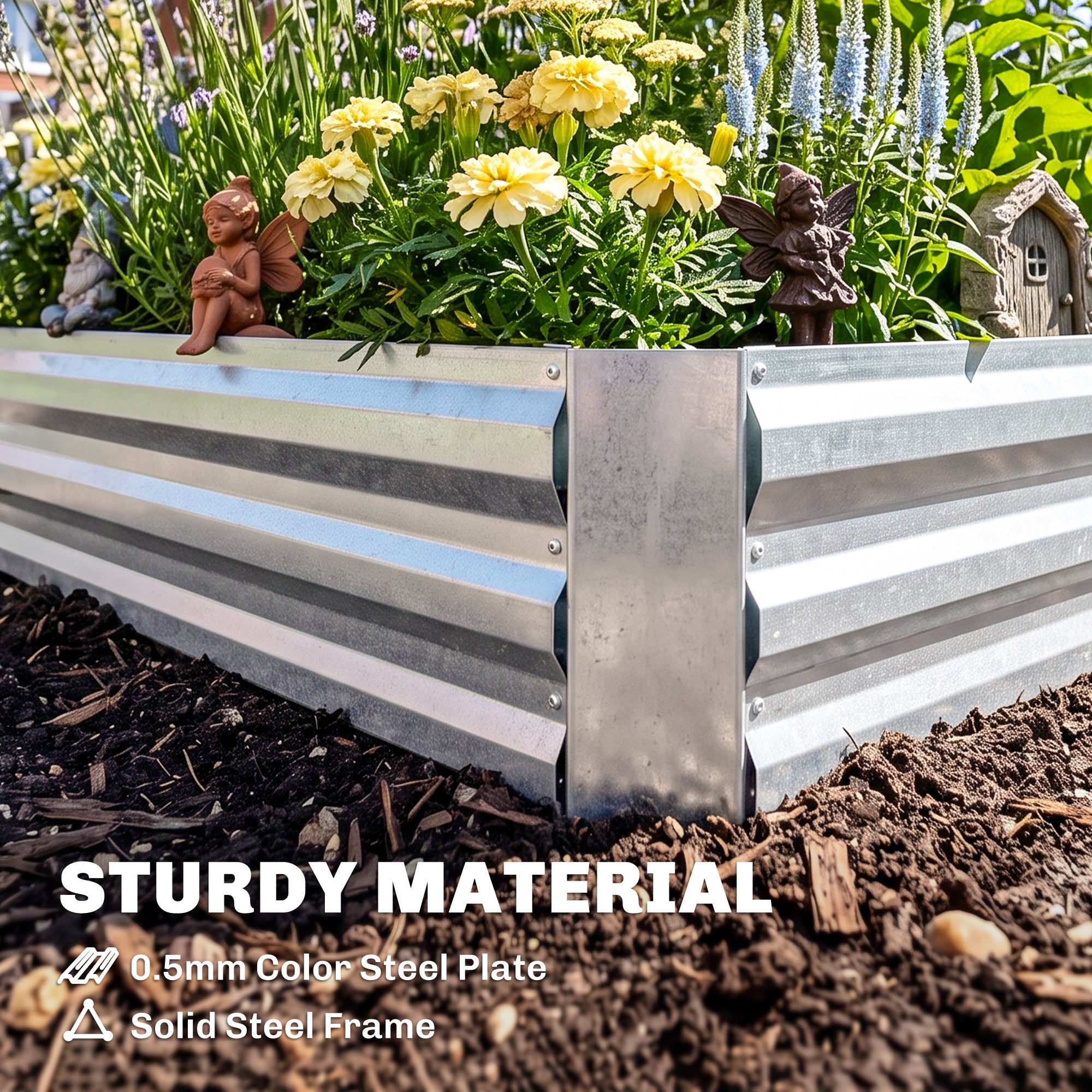4 x 3ft Metal Planter Box with Mini Greenhouse, Galvanized Raised Garden Bed with Cover for Herbs and Vegetables, Small Greenhouse for Patio Garden Balcony, Green and Gray