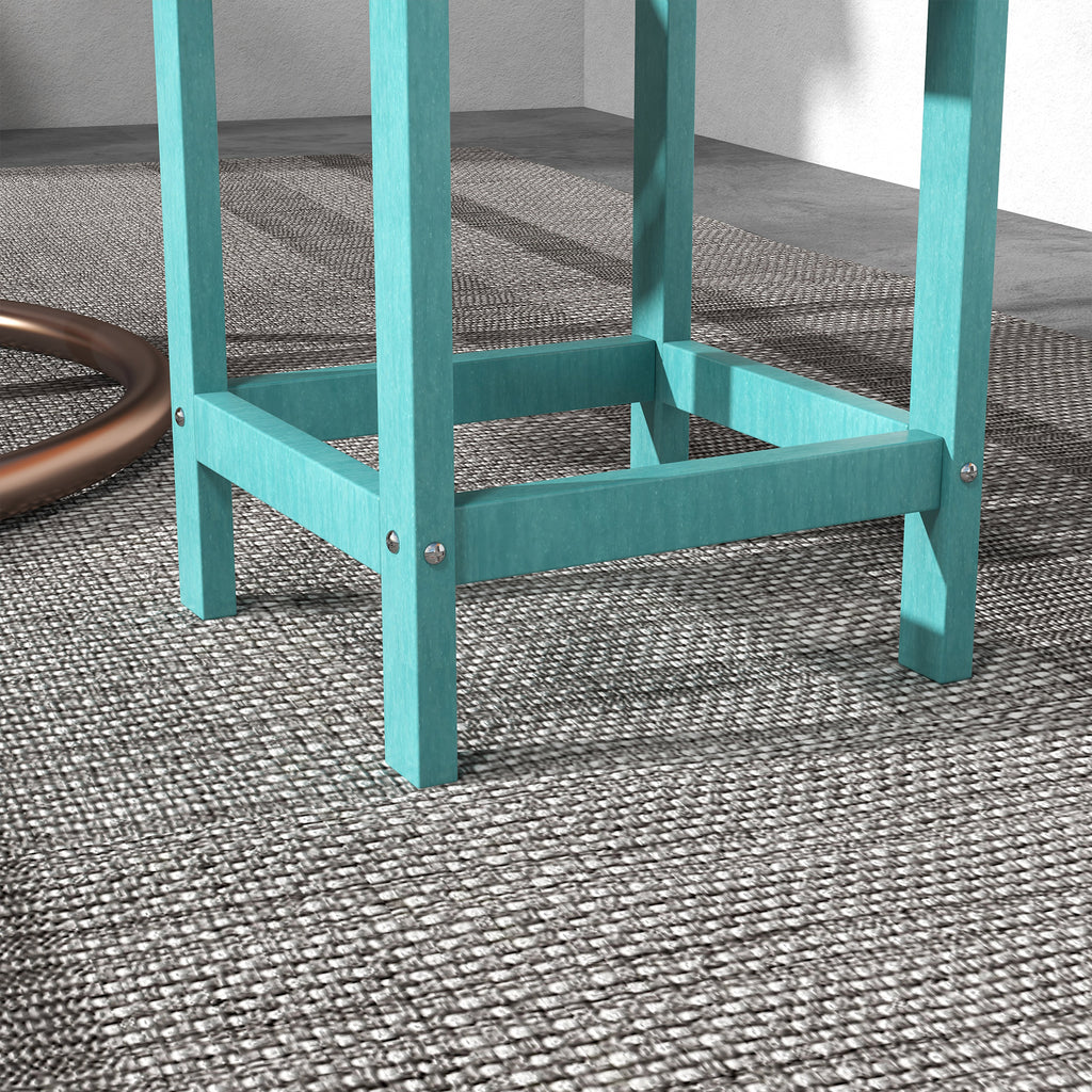 Patio Side Table, 15" Square Outdoor End Table, HDPE Plastic Tea Table for Adirondack Chair, Backyard or Lawn, Green
