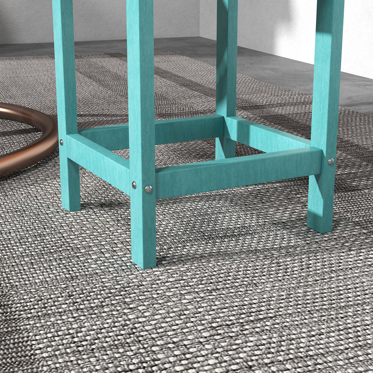 Patio Side Table, 15" Square Outdoor End Table, HDPE Plastic Tea Table for Adirondack Chair, Backyard or Lawn, Green